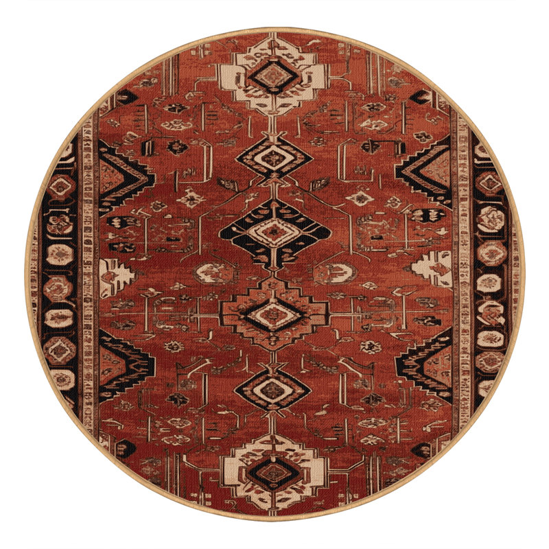 Tapis brun lavable à la machine, Rond 6 pi
