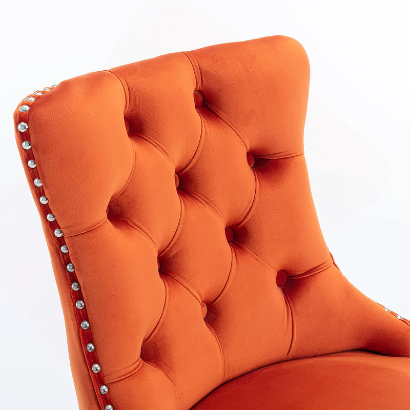 Upholstered Barstools Set Of 2, Black, Orange
