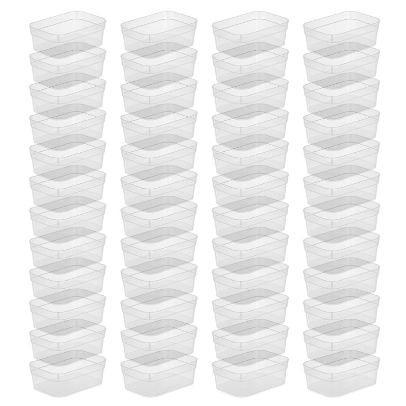 Sterilite Medium Storage Trays for Desktop and Drawer Organizing, Clear, 48 Pack