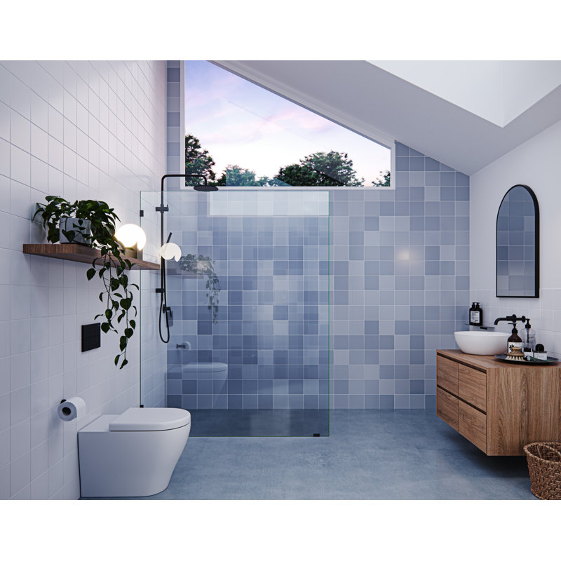Vela 60 in. x 78 in. Fully Frameless Single Fixed Shower Panel, Matte Black