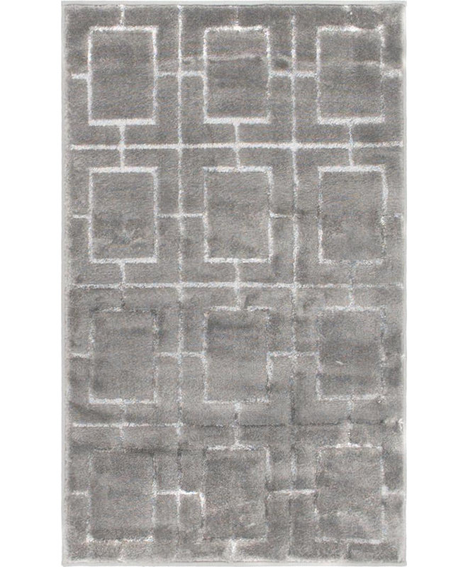 Tapis gris argenté à motif géométrique glam, Rectangle 2 pi x 3 pi 1 po