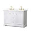 Meuble-lavabo double de 48 po Avery en blanc, comptoir en marbre de culture blanc, lavabos carrés encastrés (3 trous), garniture or brossé-98210849-98210846-98210847