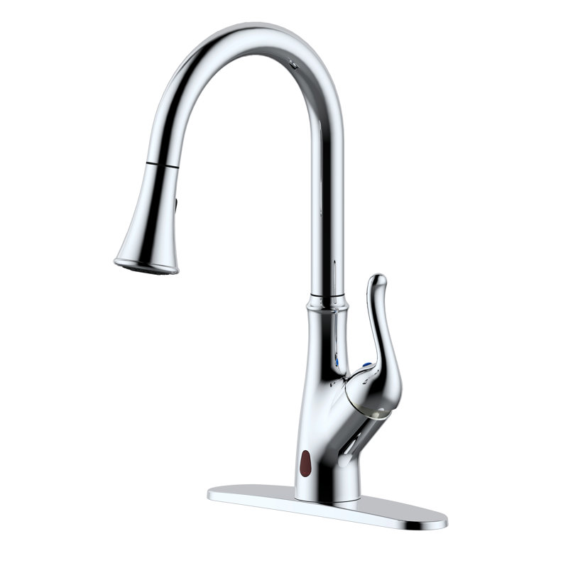 RunFine Group Brisbane Pull Down Touchless Kitchen Faucet, Chrome