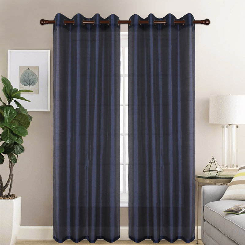 Diredra Polyester Semi-Sheer Curtains, Navy
