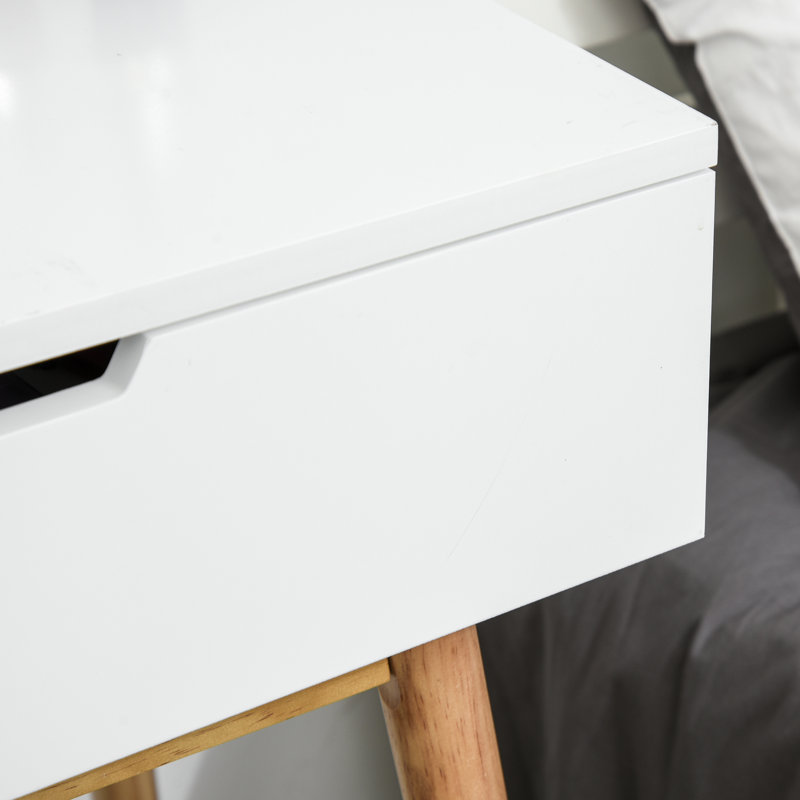 Ensemble coiffeuse avec tabouret et miroir Messerschmidt, Blanc / Chêne