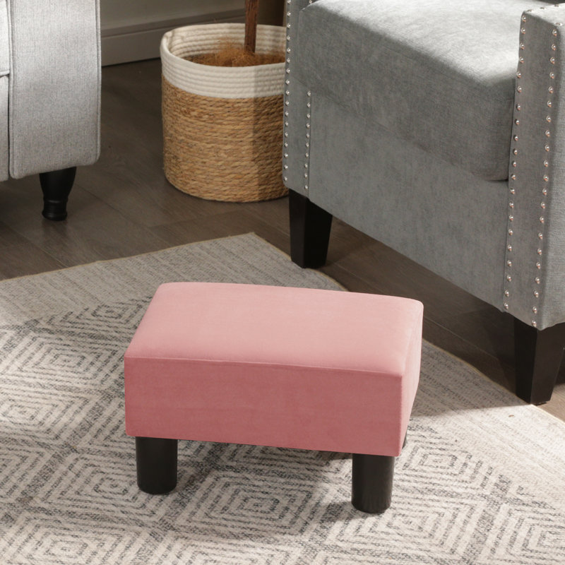 Flannel Small Footstool Ottoman For Footrest, Modern Rectangle Step Stool Extra Seating With Non-Skid Plastic Legs For Living Room, Couch, Entryway