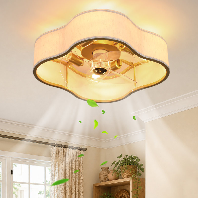 Ventilateur de plafond Arachne 19,7 po à 3 pales en tissu avec télécommande, moteur réversible moderne et silencieux, idéal pour les chambres à coucher