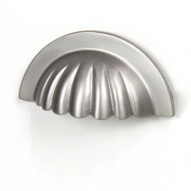 Poignée coquille 3 po Plymouth, Nickel satiné mat