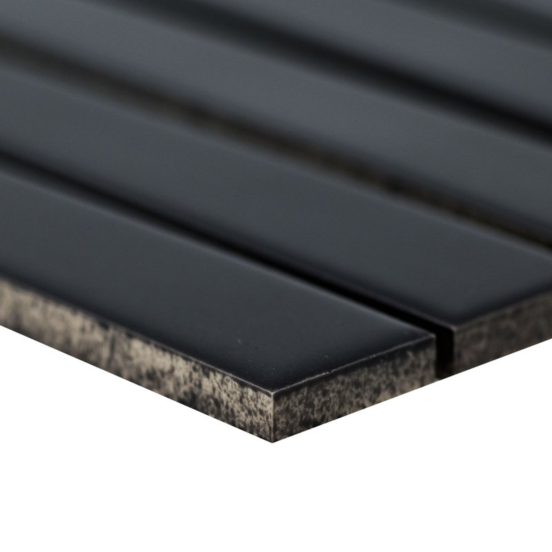12 in. x 12 in. Matte Porcelain Mosaic Floor and Wall Tile, Lume Caviar