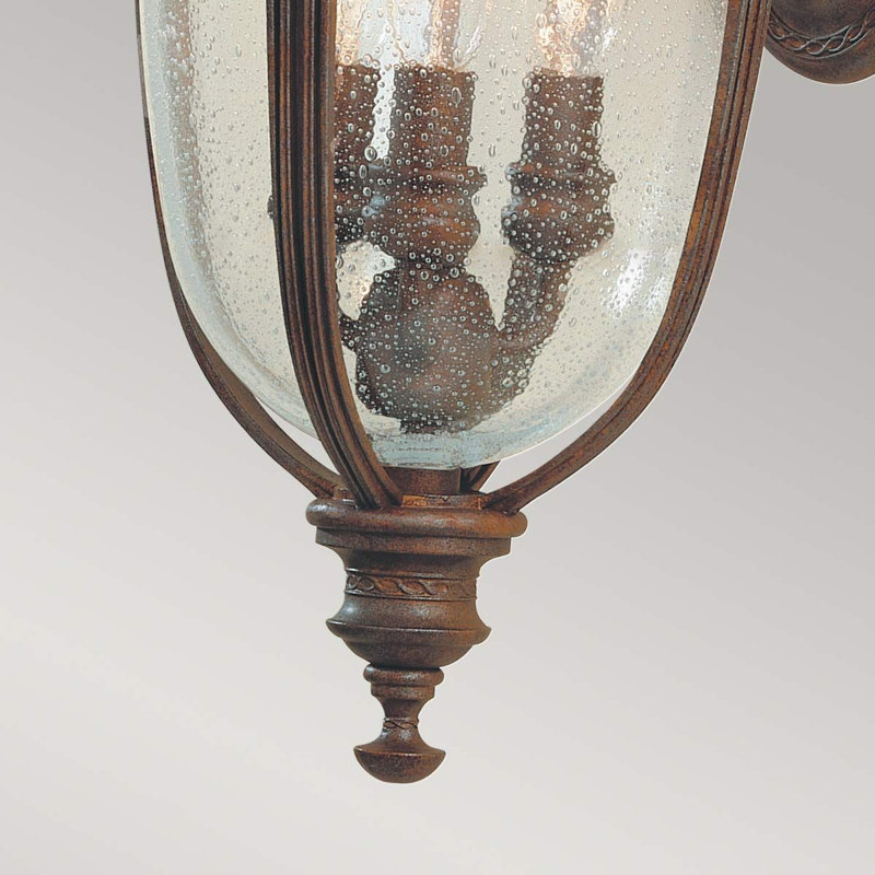 Thynes 3 - Bulb Seeded Glass Outdoor Wall Lantern, Medium, British Bronze
