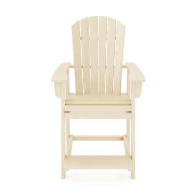 Lumber Patio Counter Chair - To Weather For Garden Use St. In Beige Outdoor Spaces Comfortable Seat And Back Widened Foot Rest Superior Experience