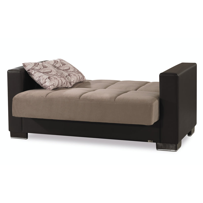 Annalice 65 in. Fabric Upholstered 2-Seater 3-in-1 Sleeper Loveseat Sofa Bed with Storage, Microfiber Sand Brown