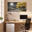 Ensemble de 1 tableau sur toile tendue représentant un paysage d'arbre doré et de lune-1230707758