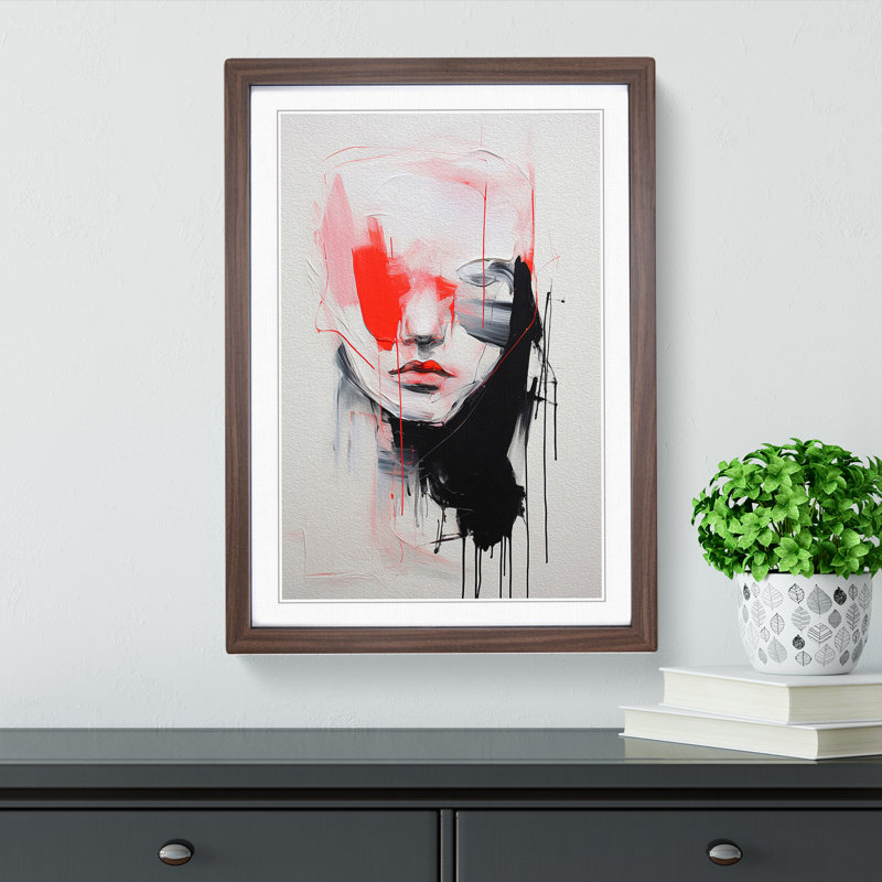Minimalist Gestural No.2 - Single Picture Frame Print on Wood, Walnut Framed, 46cm H x 34cm W x 2cm D