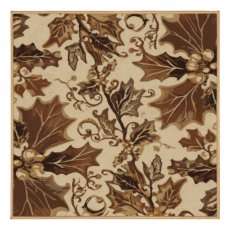 Machine Washable Orlandra Holly Classic Damask Rug in Brown – LightBrown Binding, 3' Square