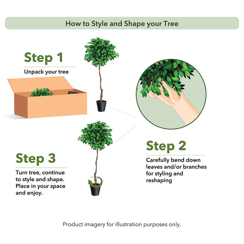 Faux Ficus Tree in Planter, 72" H x 35" W x 35" D