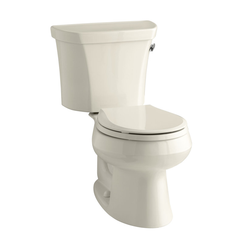 Wellworth 1.28 GPF Water Efficient Round Two-Piece Toilet (Seat Not Included), Almond, Right-Hand