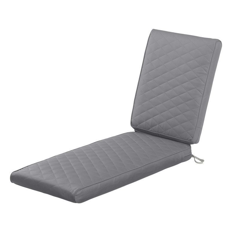Quilted Patio Chaise Lounge Cushion, 3" H x 21" W x 72" D, Gray
