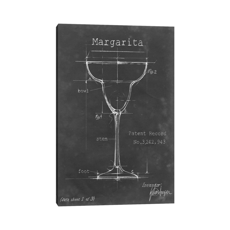 Barware Blueprint VI 1 Piece Wall Art on Canvas, 20.32 cm H x 30.48 cm W, Wrapped Canvas