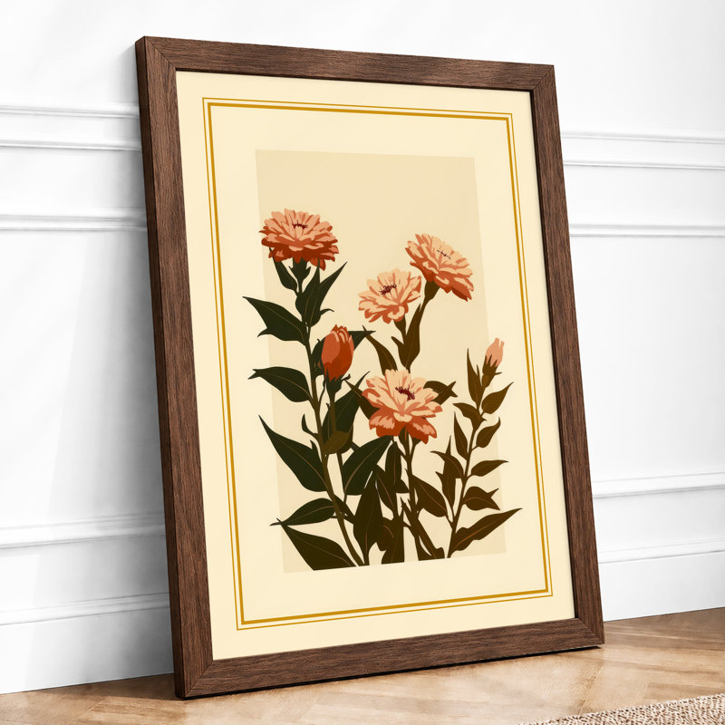 Carnation Study Botanical - Framed Print, A1 - 84.1 x 59.4 cm, Walnut
