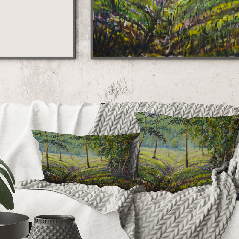 Housse et insert de coussin rectangulaire Pine Trees and Bushes in the Forest I