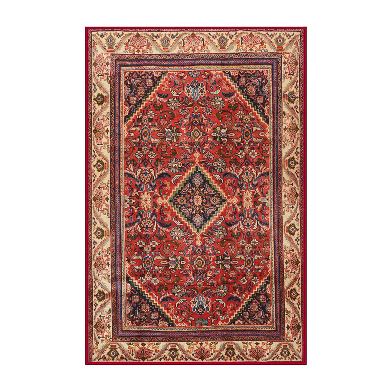 Tapis oriental rouge / ivoire, Rectangle 7 pi x 9 pi