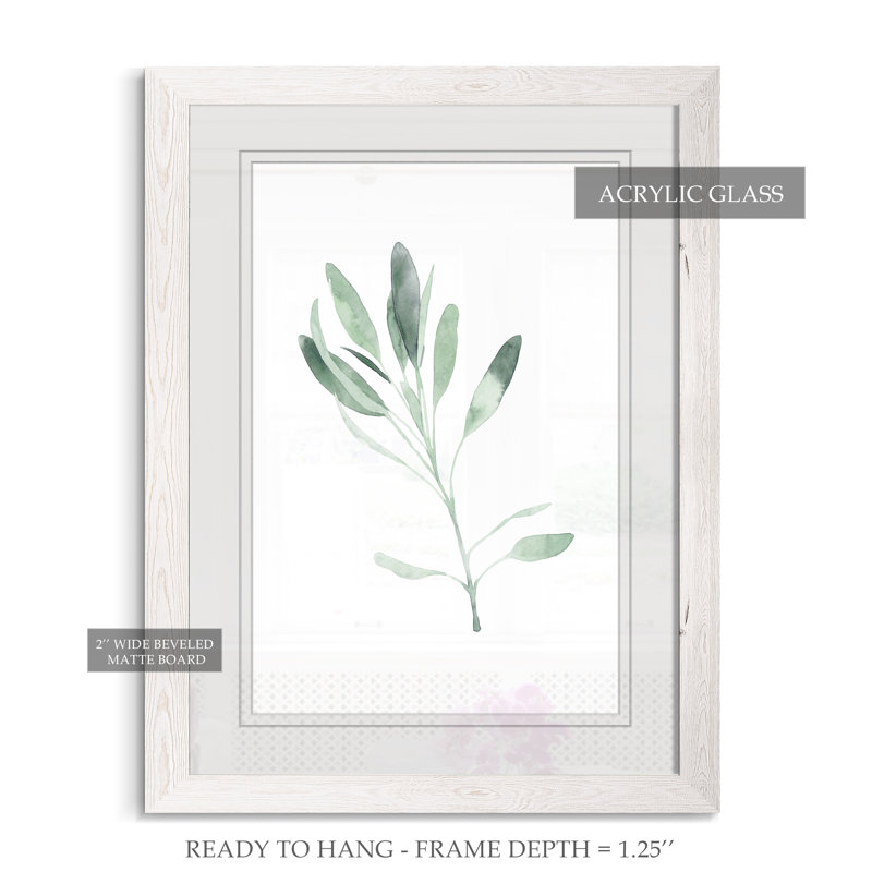 « simple sage ii »-cadre photo imprimé sur verre, H 32 po x l 44 po x 1,25 po, Encadré imprimé blanc
