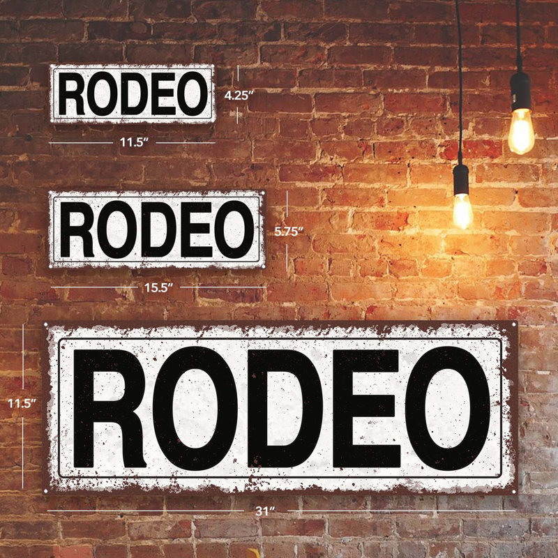 " Rodeo Metal Sign ", 5.75" H x 15.5" W