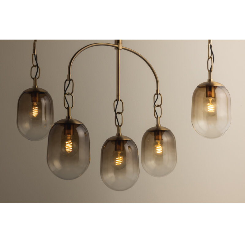 Lustre large en laiton patiné Troy Lighting, H 16,25 po x l 39 po x P 39 po, 5 lumières