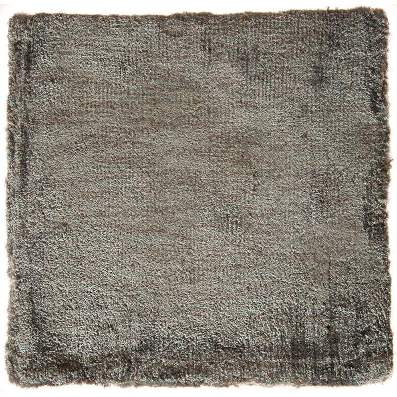 Tapis gris / turquoise tissé à la main Bonn, Carré 9 pi