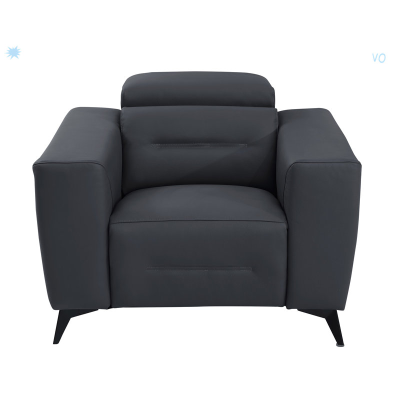 Cuir grainé avec fauteuil inclinable Global United, Gris foncé