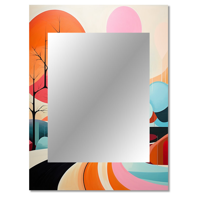 Colorful Mid Century Abstract Landscapes - Midcentury Modern Mirror, Mid-Century Modern Unique Wall Mirror, Printed Metal Art