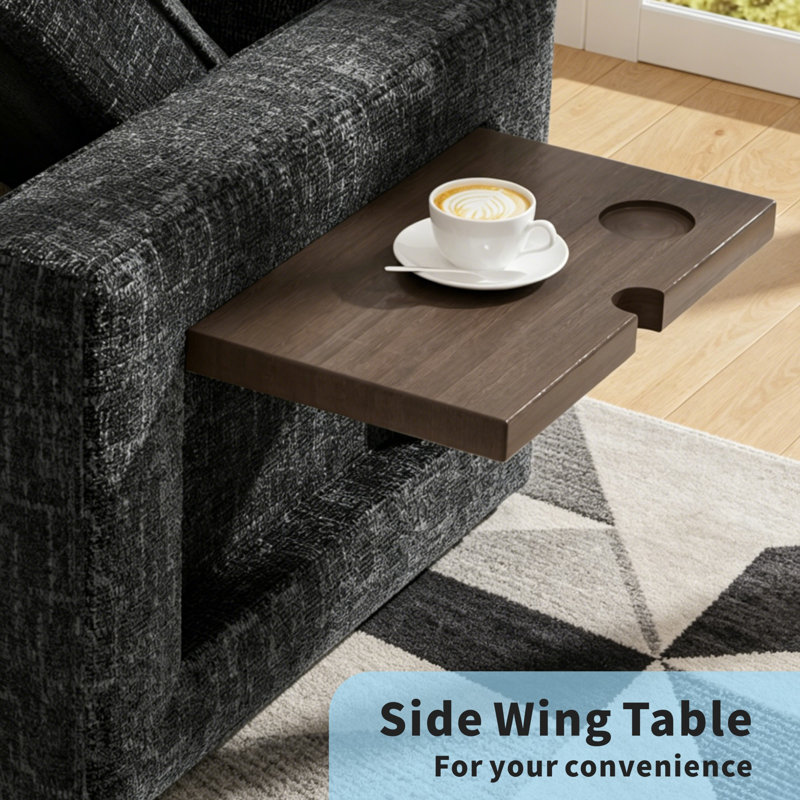 Canapé modulaire inclinable en U de 102 po Earp avec lit escamotable, rangement caché, ports USB et lumière DEL, canapé convertible multifonctionnel en chenille pour le salon