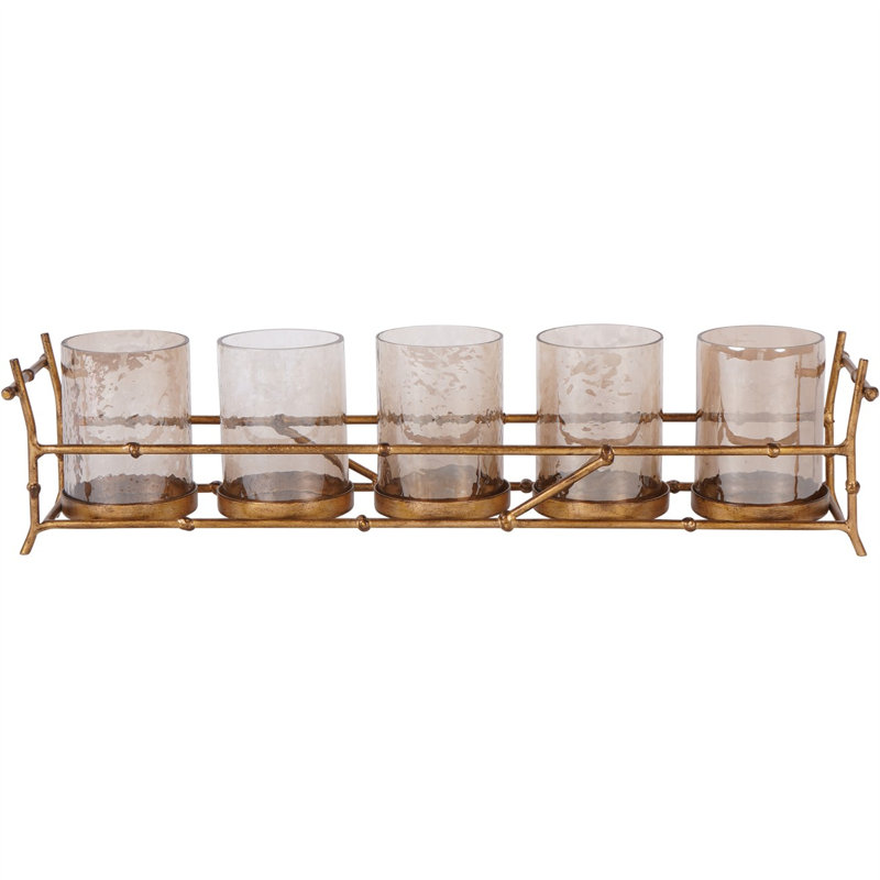 Iron Tabletop Hurricane, 5, 13.5 cm H x 57 cm W x 13.5 cm D