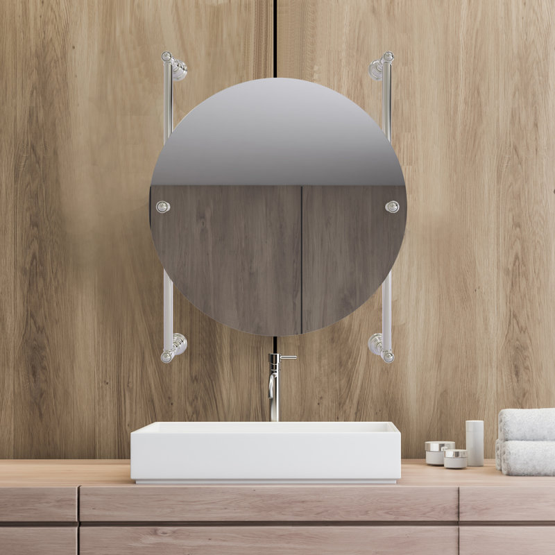 Miroir de meuble-lavabo biseauté sans cadre Freyja, Nickel satiné
