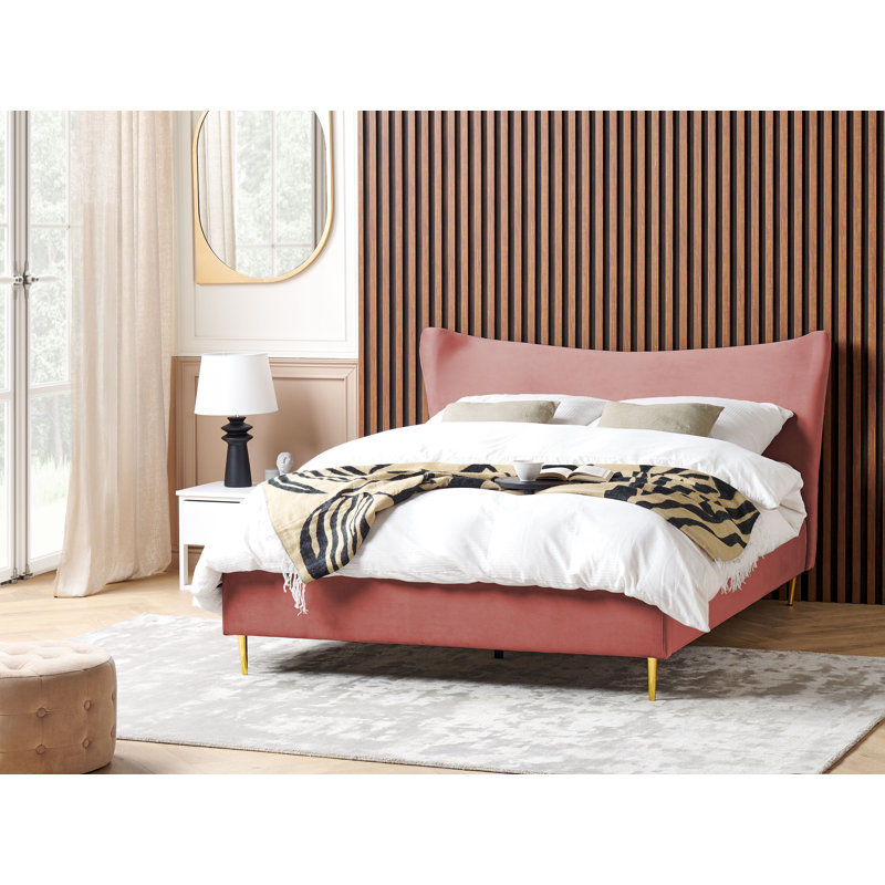 Alikai Upholstered Bed, Pink, European Kingsize (160 x 200cm)