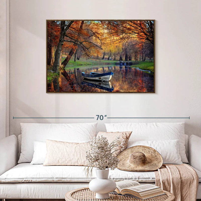Bateau Autumn Lake, Cadre flottant en noyer, 43 po x 29 po