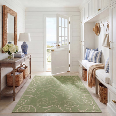 Tapis olive / naturel Davonia