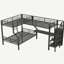 Lit superposé simple en L et lit mezzanine, armoire intégrée et bureau avec port USB