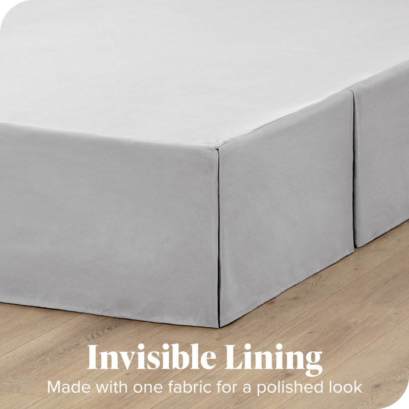 Light Gray Polyester Queen Bed Skirt with Pleats