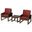 Ensemble de conversation de 5 pièces en bois de cèdre brun avec coussins en oléfine, table basse carrée et repose-pieds-457823818