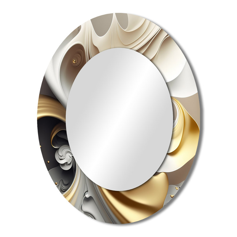 Abstract Geode Liquid - Abstract Oval Decorative Mirror On Metal, 43" x 33"