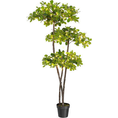 Arbre artificiel d'intérieur 6 pi avec tronc naturel et lumières DEL 6 pi