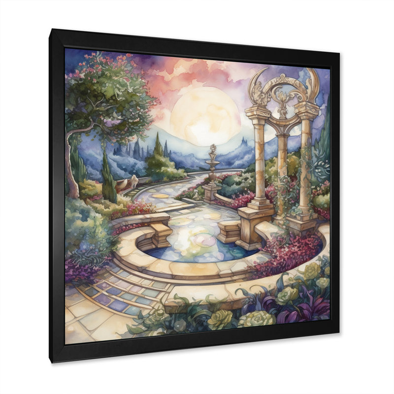«Garden Oasis II», reproduction sur toile, H 24 po x l 24 po x P 1 po, Cadre simple noir