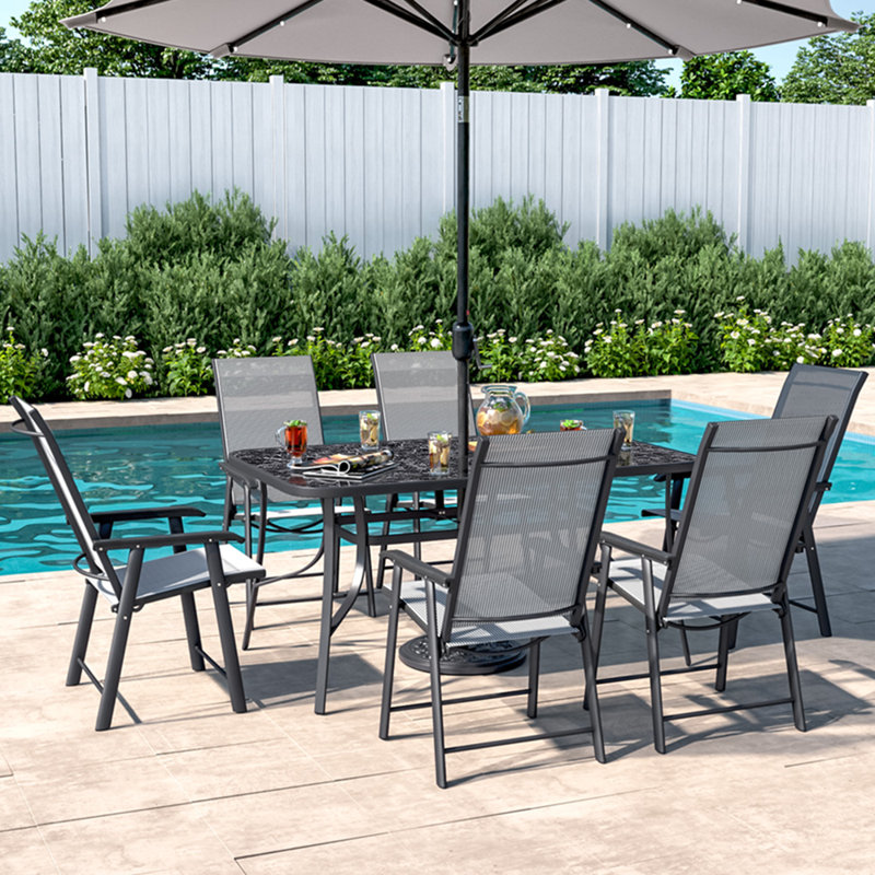 Rectangular Outdoor Table, 72.5" H x 150" W x 90" D, Black