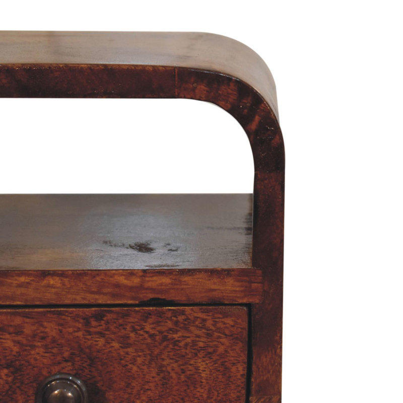 Extra Mini Oakish Curve Open Slot Bedside, Brown