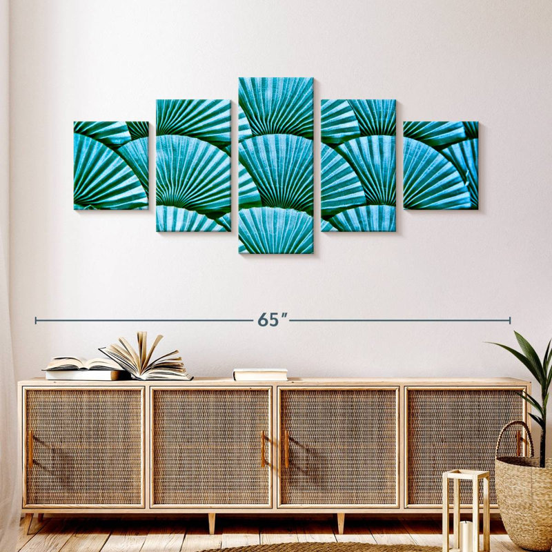 Teal Fans Abstract, 24" H x 55" W