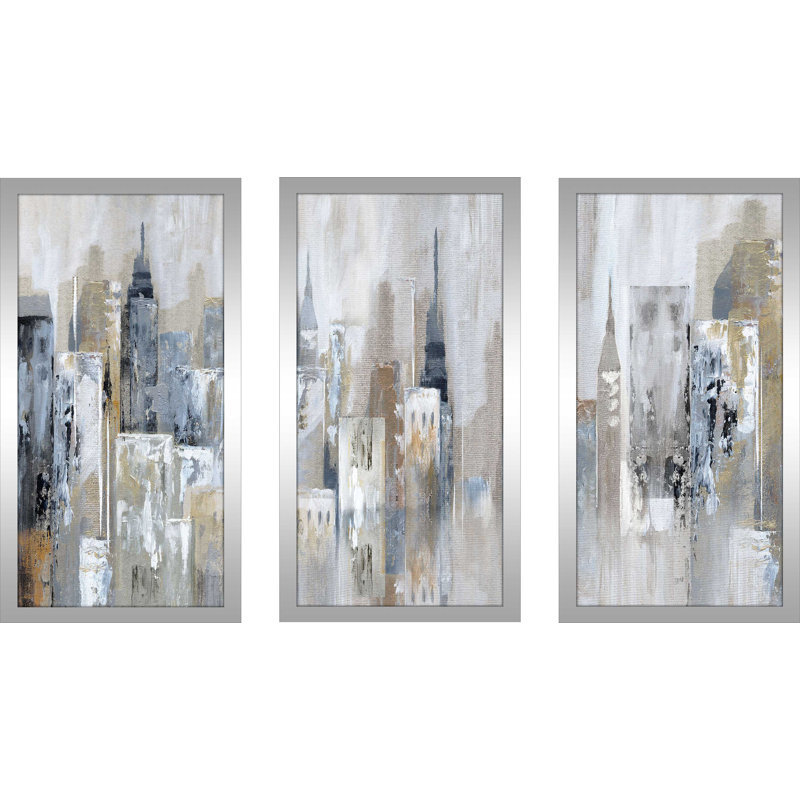 «Bay City Reflection» par Nan - impression de cadre photo unique de 3 pièces, H 33,5 po x l 52,5 po x P 1 po