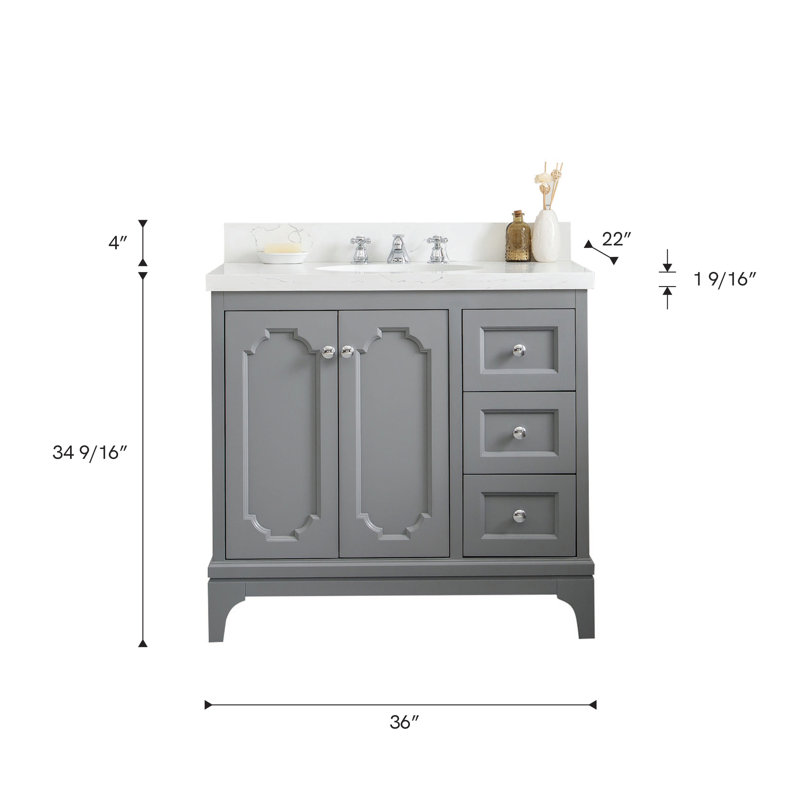 Queen 36" Single Bathroom Vanity Set, Cashmere Gray, Standard