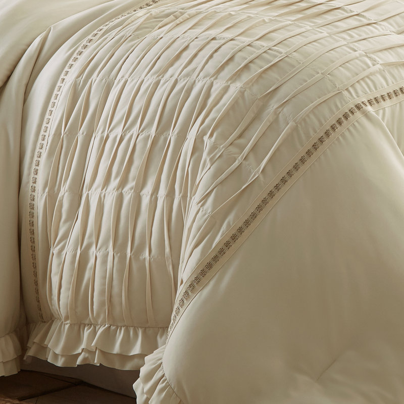 Ensemble d'édredon en microfibre 8 pièces , Édredon très grand et 7 pièces supplémentaires, Crème